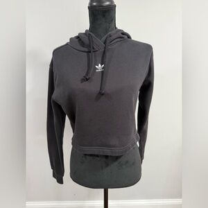 adidas Black Cropped Crewneck Hoodie Sweatshirt